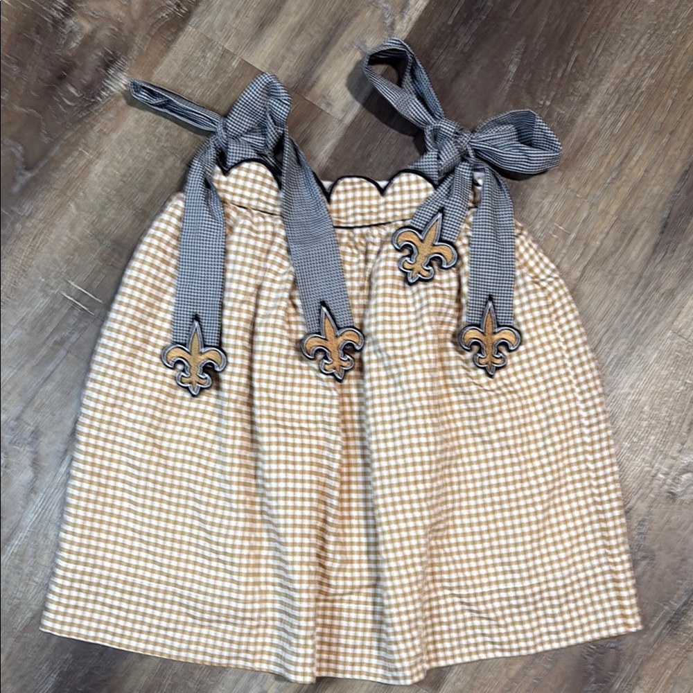 New Orleans Saints Gold Gingham Dress
